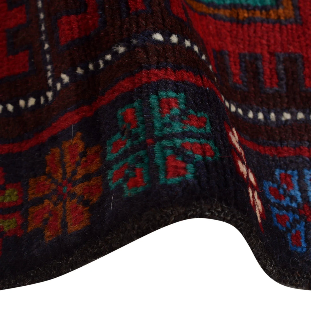 Red Afghan Baluchi Rug 2' 11" x 4' 9" Hand-Knotted | No. AL12125