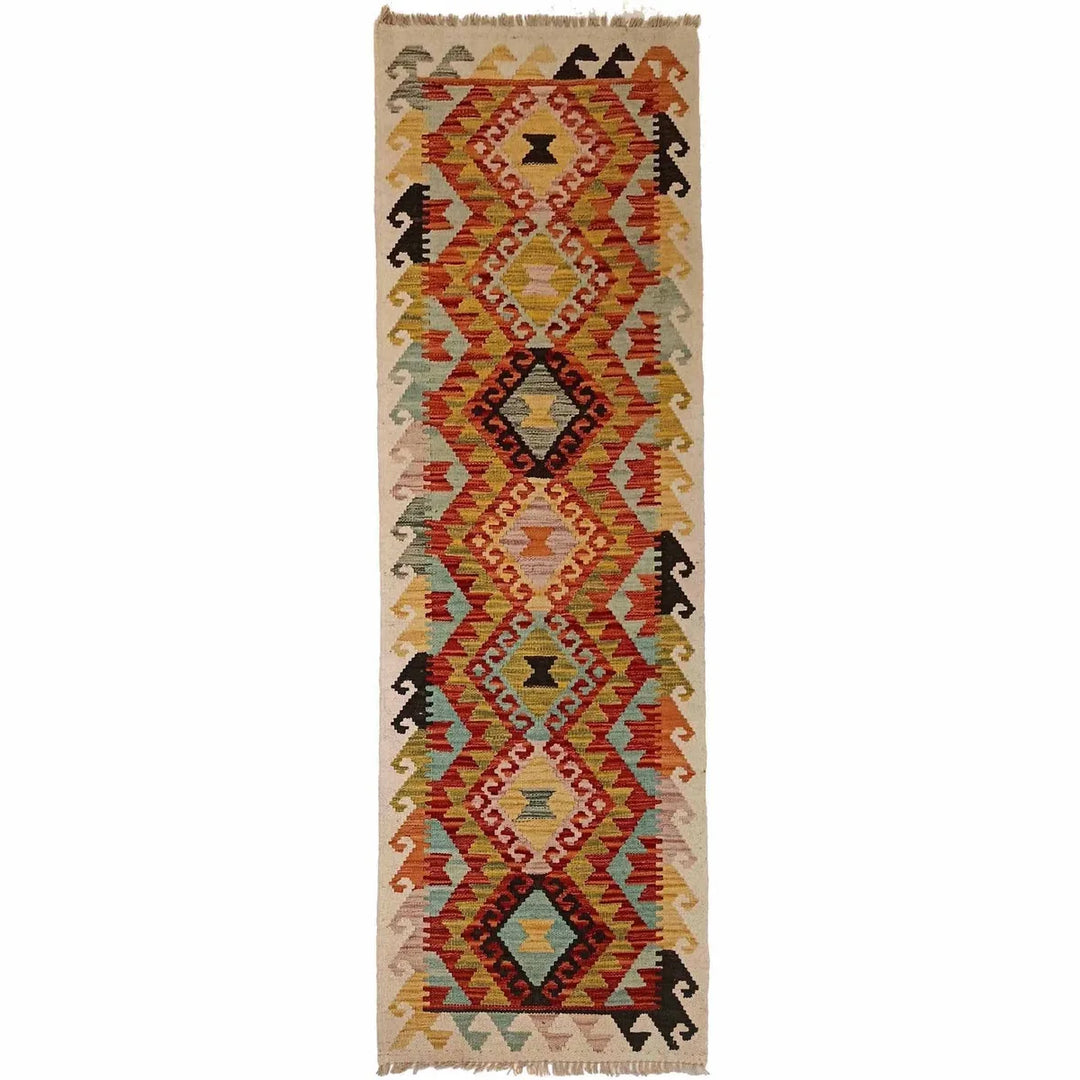 Afghan Kilim Rug 2' 1" x 6' 9" Flat-Weave | No. AL12144