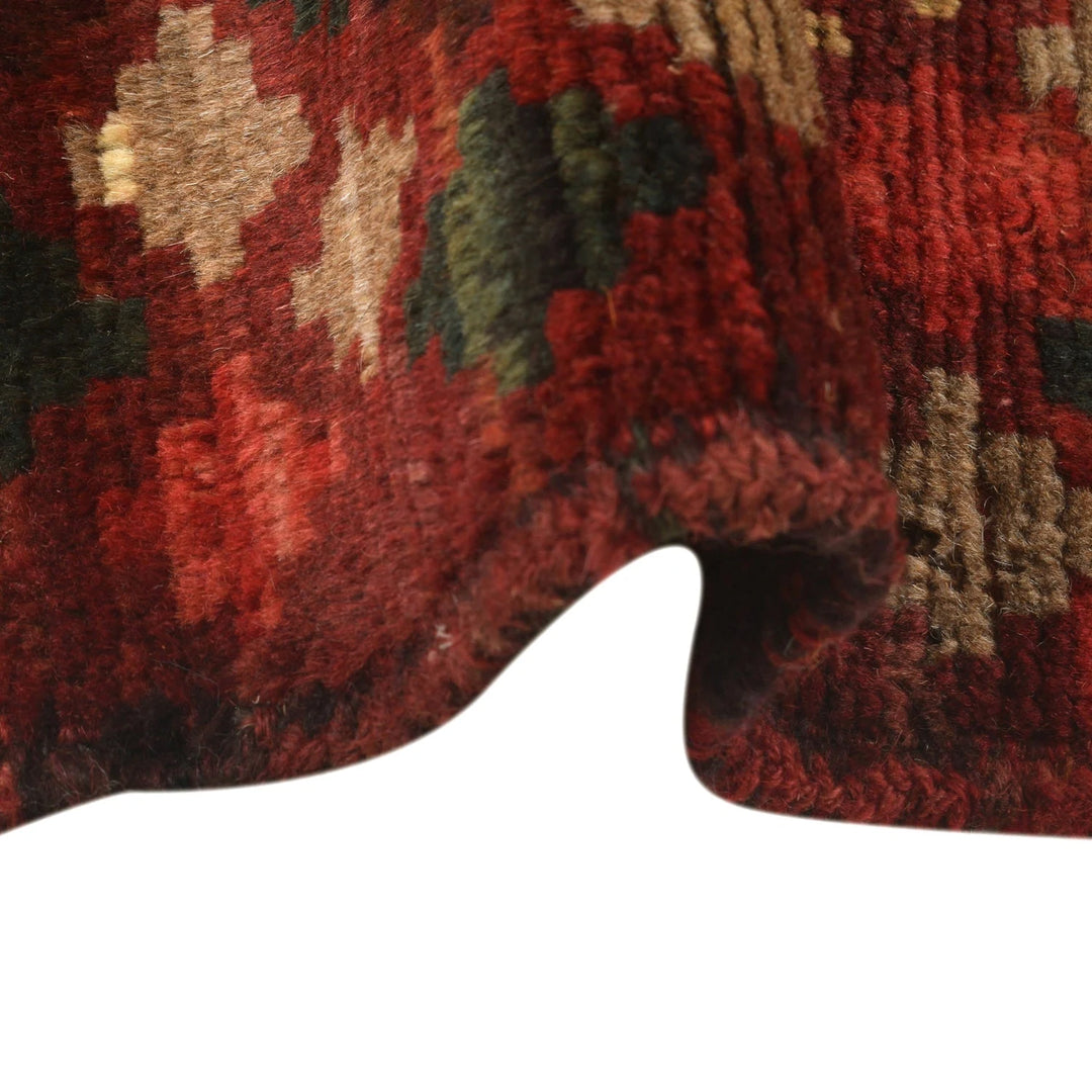 Red Afghan Baluchi Rug 3' 11" x 5' 5" Hand-Knotted | No. AL12163
