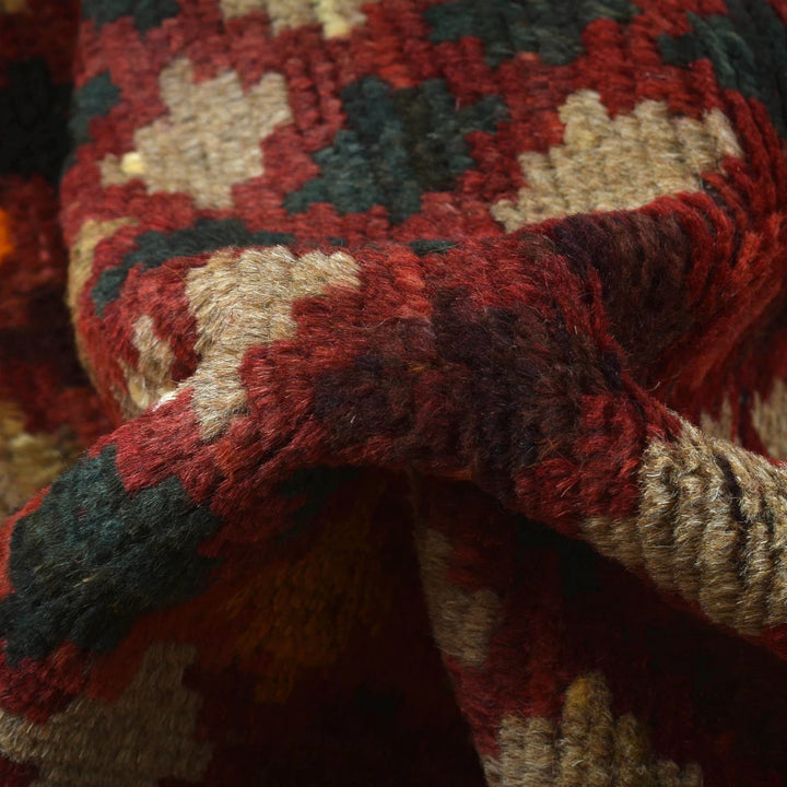 Red Afghan Baluchi Rug 3' 11" x 5' 5" Hand-Knotted | No. AL12163
