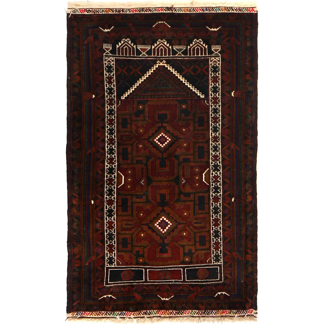 Afghan Prayer Rug 2' 11" x 4' 9" Hand-Knotted | No. AL12187