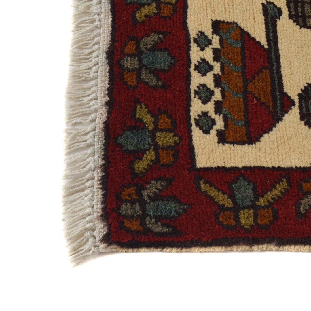 Ivory Afghan War Rug 2' 7" x 4' 0" Hand-Knotted | No. AL12198