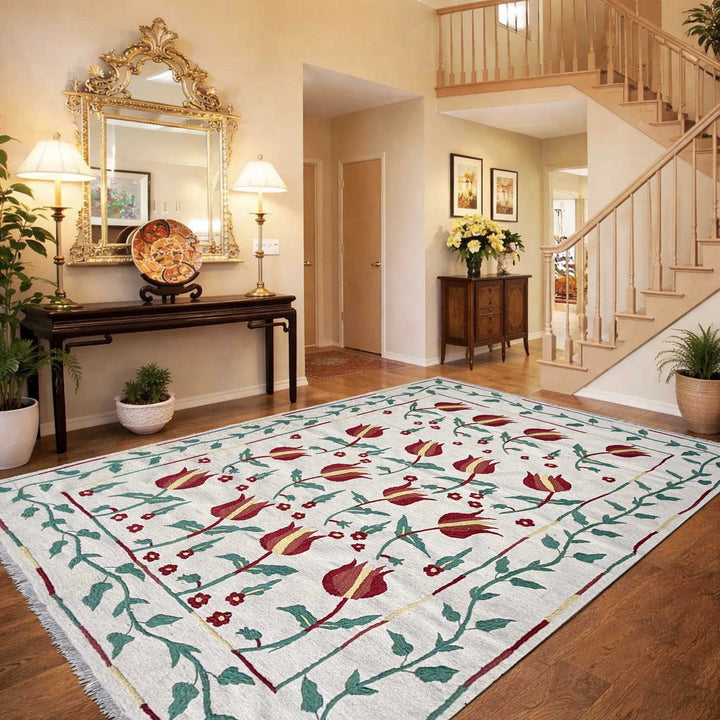 Beige Pakistani Kilim Rug 5' 7" x 7' 10" Flat-Weave | No. AL12221