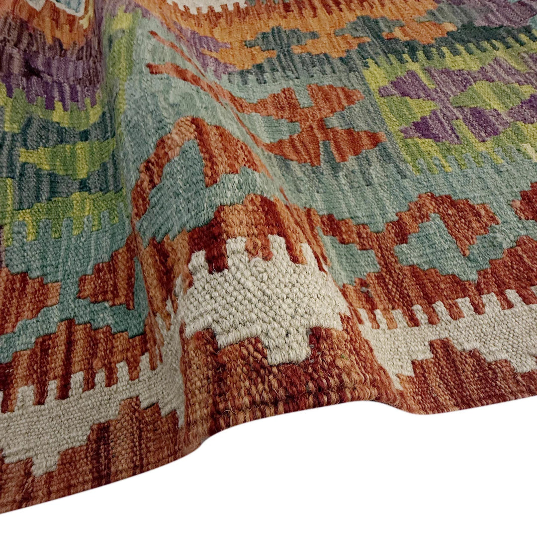 Afghan Vegetable Kilim Rug 7' 1" x 10' 1" Flat-Weave | No. AL12233