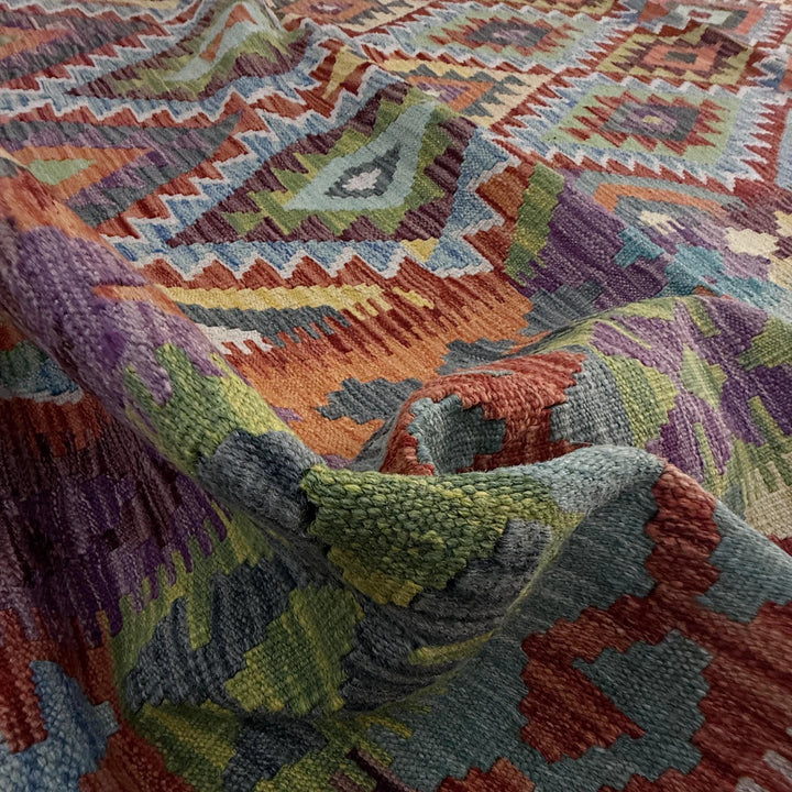 Afghan Vegetable Kilim Rug 7' 1" x 10' 1" Flat-Weave | No. AL12233