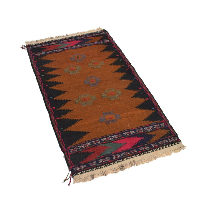 Brown Afghan Sufra Kilem Runner 2' 1" x 4' 0" Flat-Weave | No. AL12244
