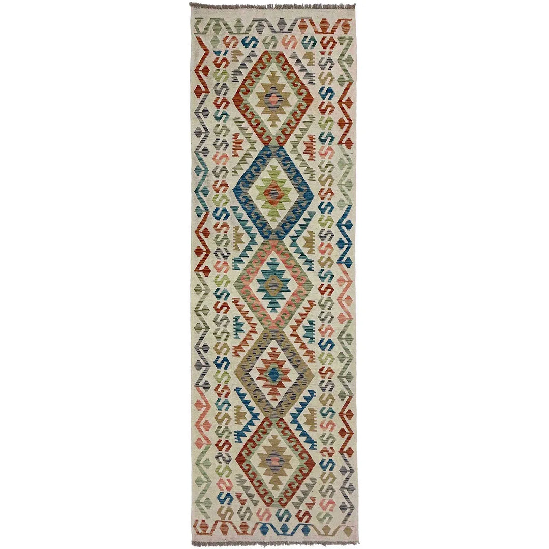 Afghan Vegetable Kilim Rug 2' 9" x 9' 10" Flat-Weave | No. AL122820
