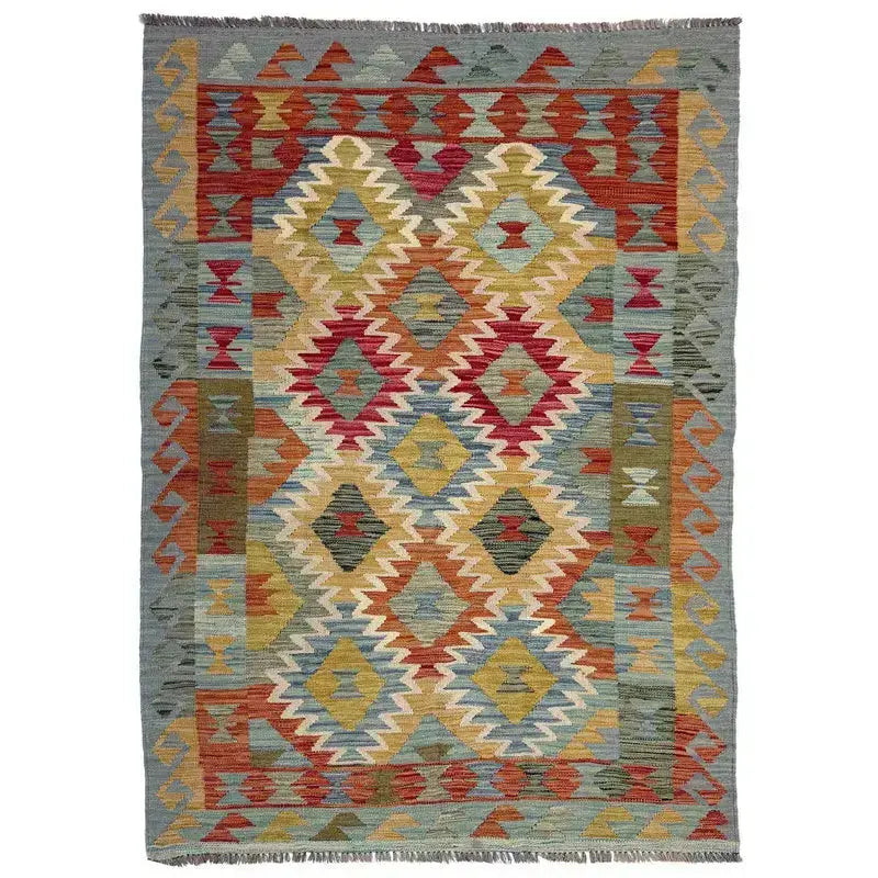 Afghan Vegetable Kilim Rug 4' 0" x 6' 8" Flat-Weave | No. AL122950