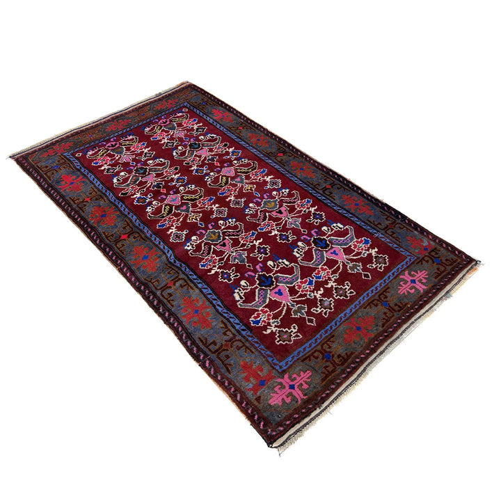 Multicolor Afghan Baluchi Rug 3' 3" x 5' 6" Hand-Knotted | No. AL12300