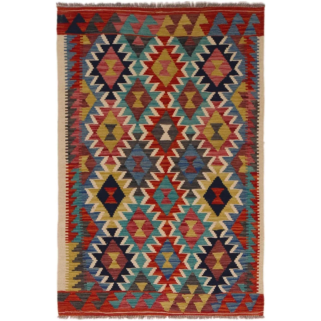 Afghan Kilim Rug 3' 2" x 5' 1" Flat-Weave | No. AL12330