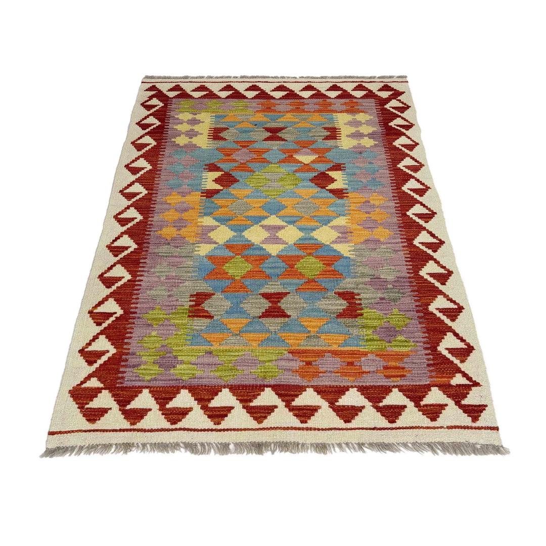 Afghan Vegetable Kilim Rug 3' 0" x 4' 10" Flat-Weave | No. AL123497
