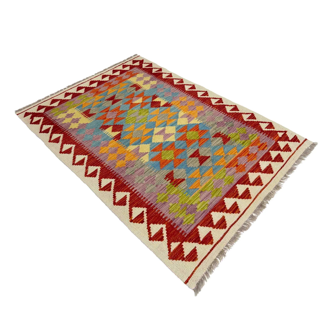 Afghan Vegetable Kilim Rug 3' 0" x 4' 10" Flat-Weave | No. AL123497