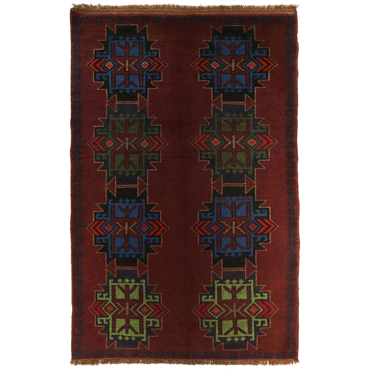 Afghan Baluchi Rug 4' 1" x 6' 4" Hand-Knotted | No. AL12381