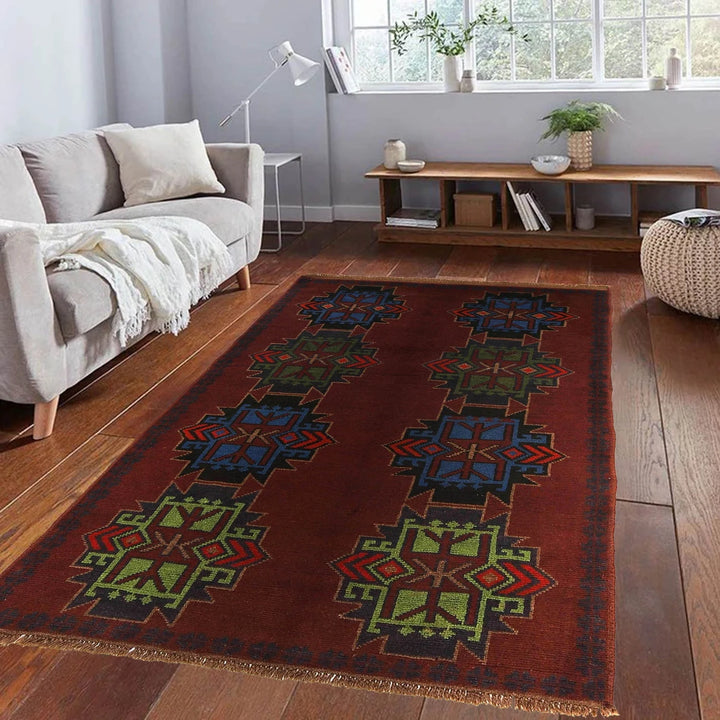 Afghan Baluchi Rug 4' 1" x 6' 4" Hand-Knotted | No. AL12381