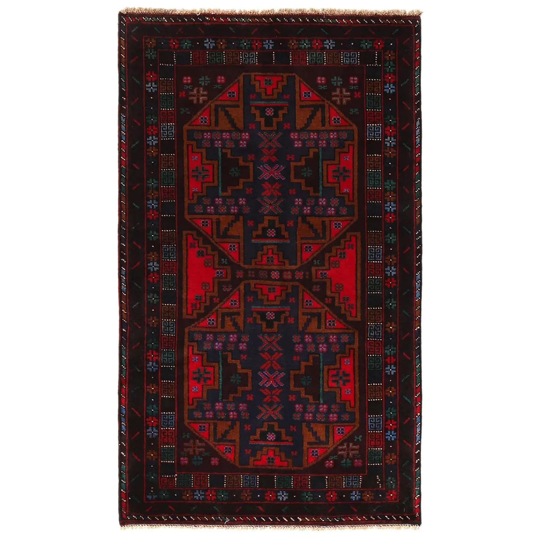 Afghan Baluchi Rug 3' 1" x 5' 1" Hand-Knotted | No. AL12430