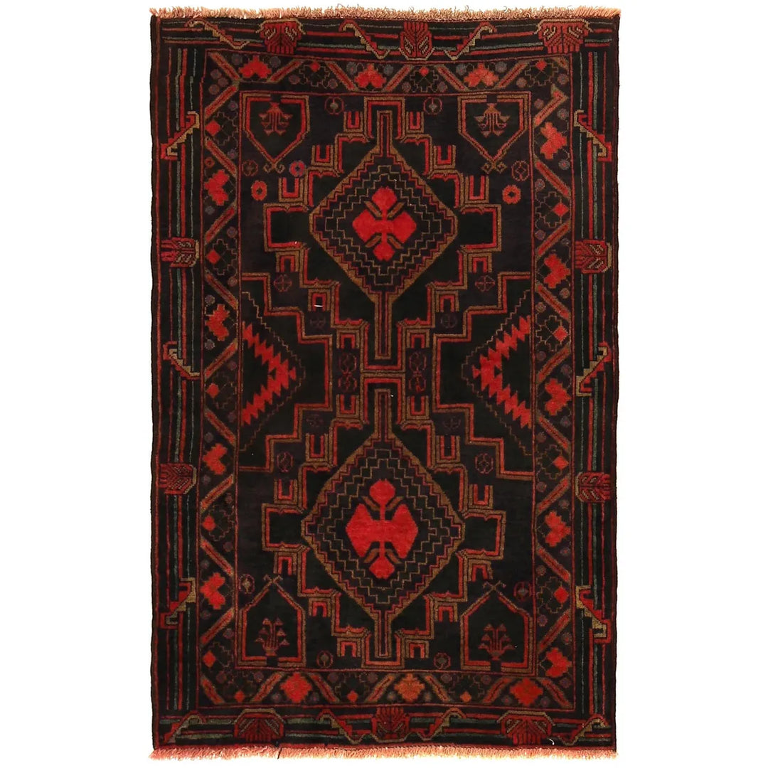 Afghan Baluchi Rug 2' 11" x 4' 10" Hand-Knotted | No. AL12432