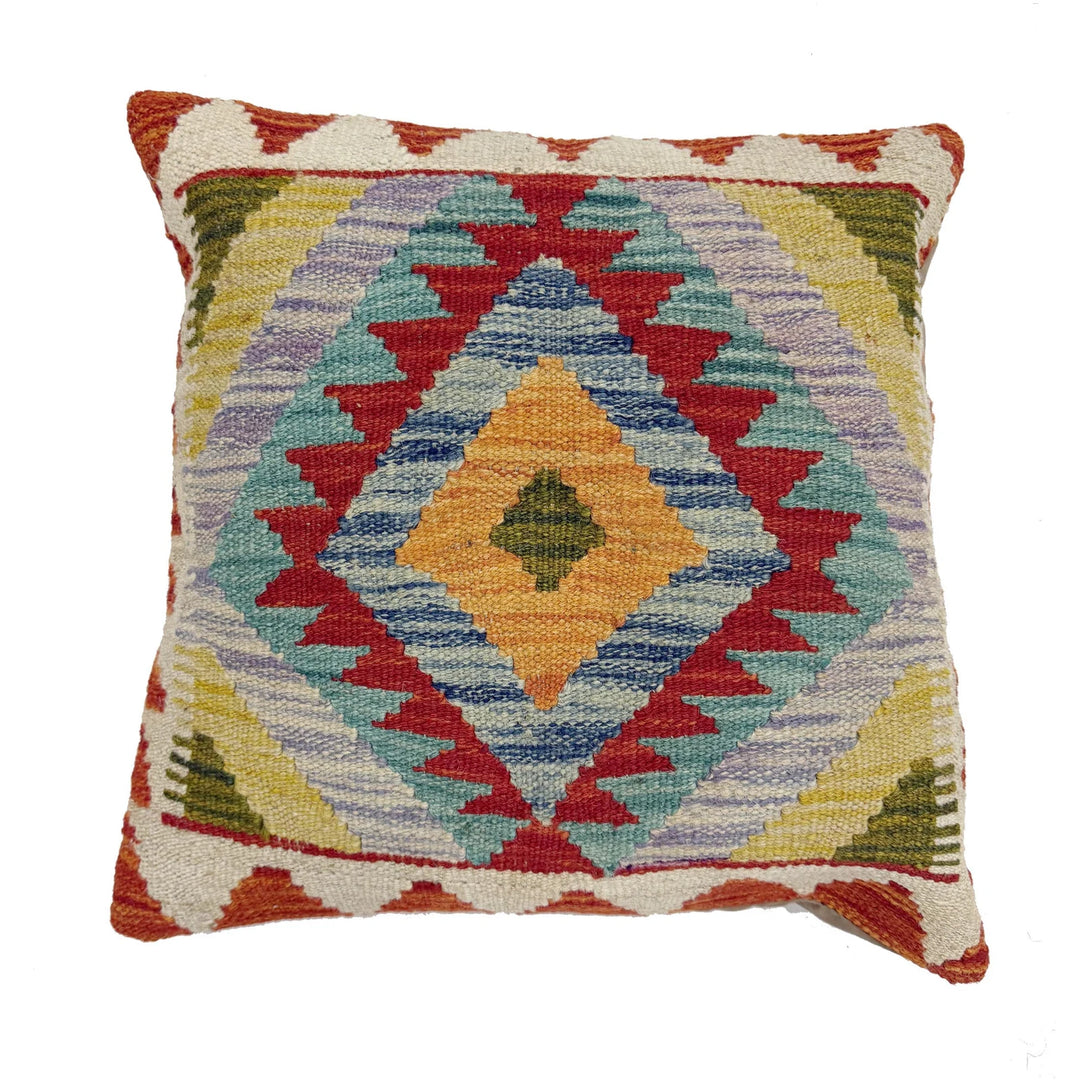 Afghan Kilim Cushion Cover 1' 5" x 1' 6" Flat-Weave | No. AL124838