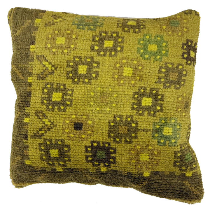 Yellow Afghan Overdyed Rug 1' 6" x 1' 5" Hand-Knotted | No. AL124952