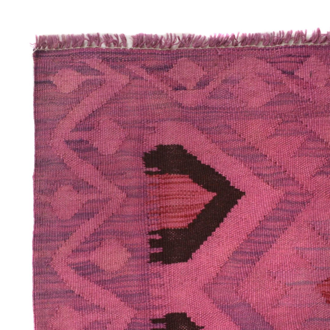 Pink Afghan Overdyed Kilim Rug 4' 1" x 5' 7" Flat-Weave | No. AL12539