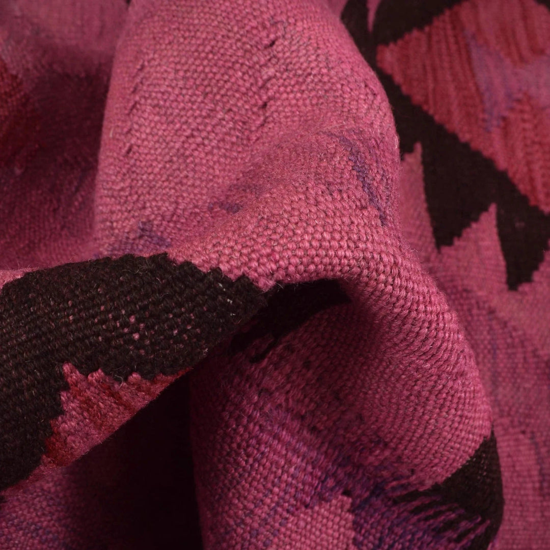 Pink Afghan Overdyed Kilim Rug 4' 1" x 5' 7" Flat-Weave | No. AL12539