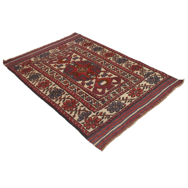 Afghan Barjasta Kilim Rug 3'11" x 6'0" Flat-Weave | No. AL12569