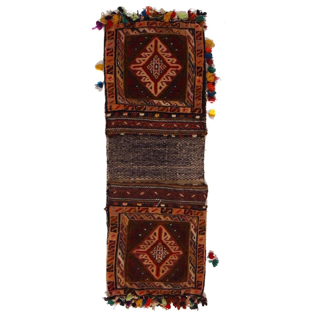 Afghan Saddle Bag Rug 1' 2" x 3' 2" Hand-Knotted | No. AL12590