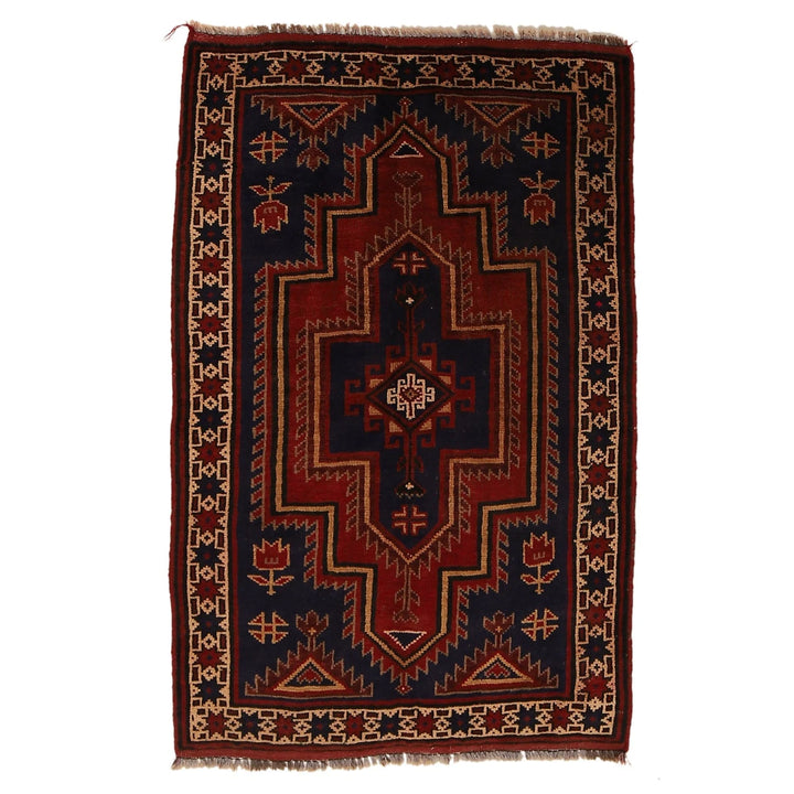 Afghan Baluchi Rug 2' 9" x 4' 4" Hand-Knotted | No. AL12610