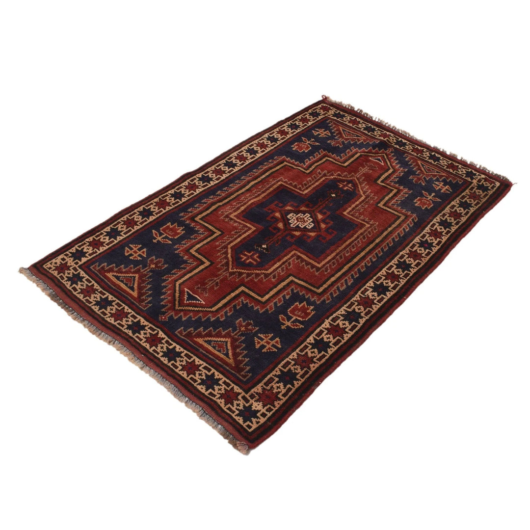 Afghan Baluchi Rug 2' 9" x 4' 4" Hand-Knotted | No. AL12610