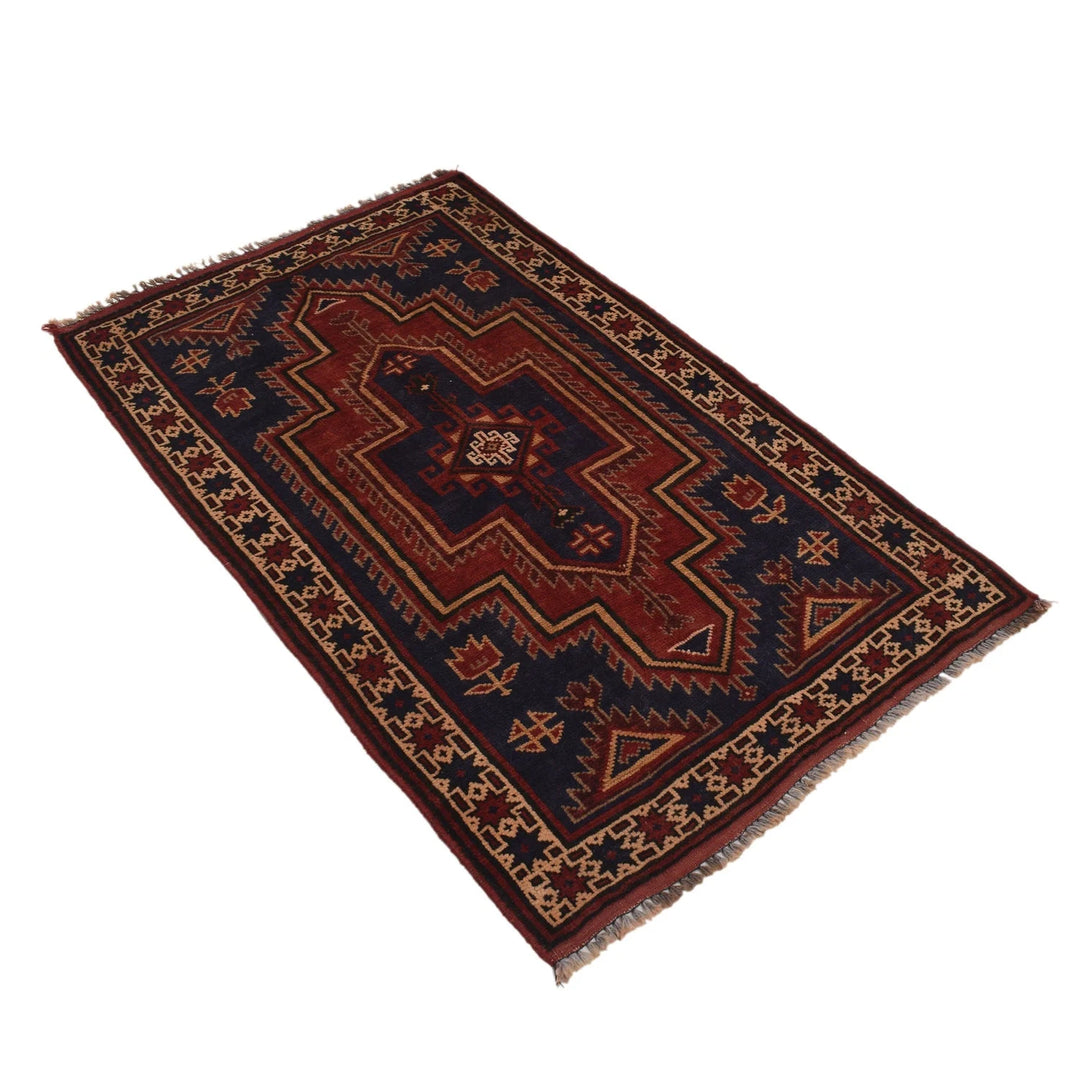 Afghan Baluchi Rug 2' 9" x 4' 4" Hand-Knotted | No. AL12610