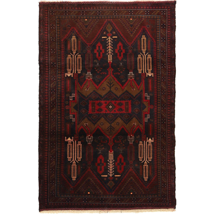 Afghan Baluchi Rug 4' 4" x 6' 8" Hand-Knotted | No. AL12664