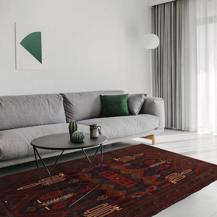 Afghan Baluchi Rug 4' 4" x 6' 8" Hand-Knotted | No. AL12664