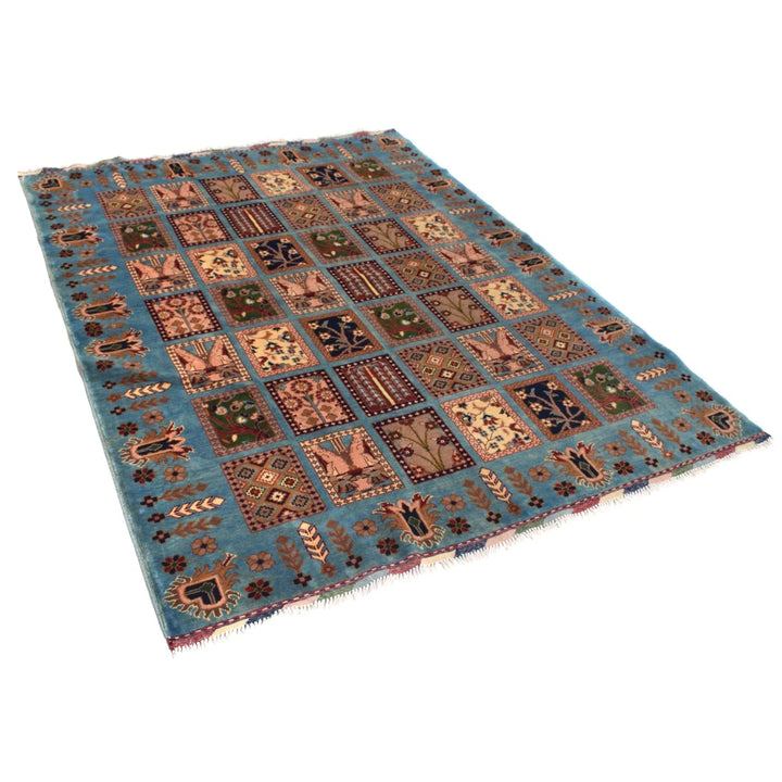 Blue Afghan Geometric Rug 4' 10" x 6' 4" Hand-Knotted | No. AL12712