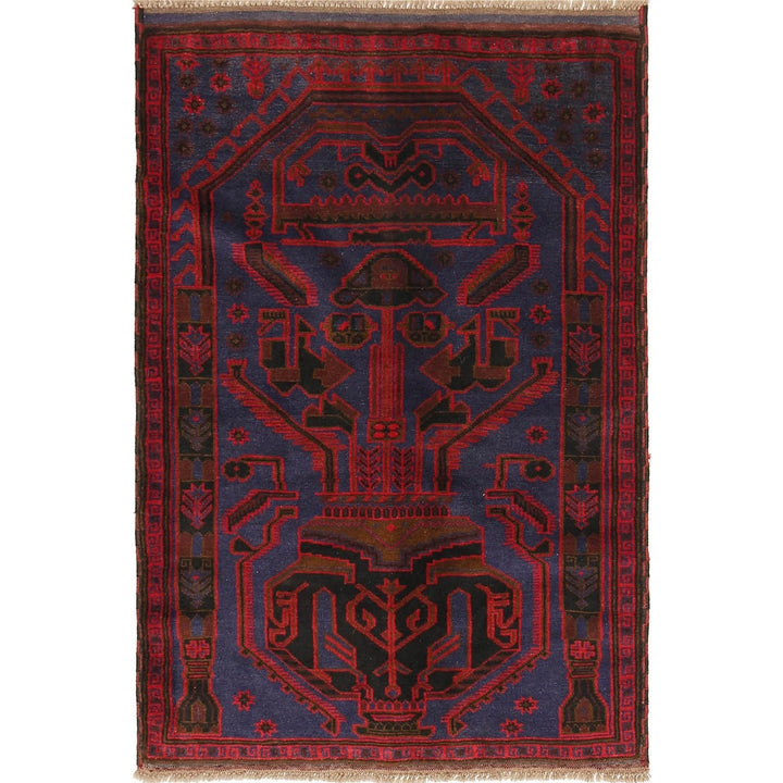 Navy Afghan Baluchi Rug 3' 1" x 4' 6" Hand-Knotted | No. AL12722