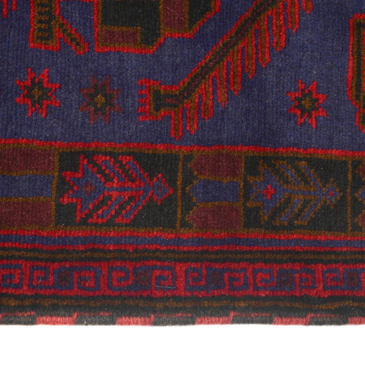Navy Afghan Baluchi Rug 3' 1" x 4' 6" Hand-Knotted | No. AL12722