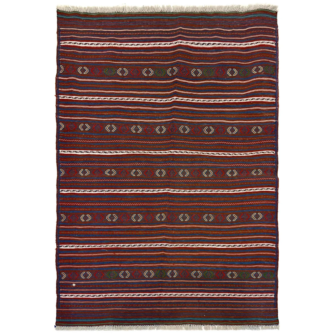 Afghan Laghari Rug 3' 3" x 4' 5" Flat-Weave | No. AL12736
