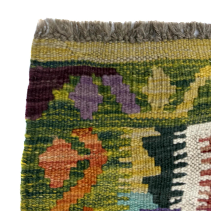 Multicolor Afghan Vegetable Kilim Rug 2'9" x 3'10" Flat-Weave | No. AL127904