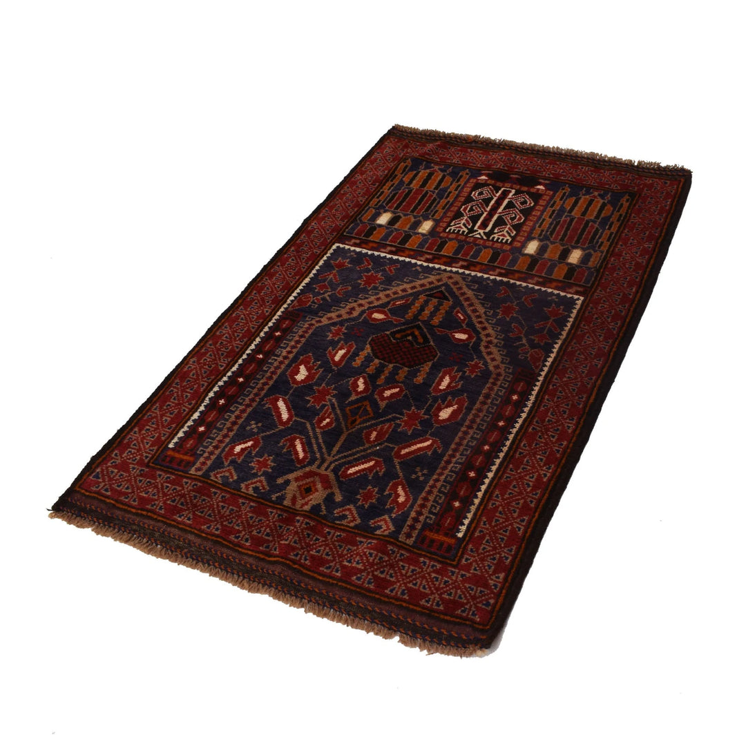 Blue Afghan Prayer Rug 2' 10" x 4' 8" Hand-Knotted | No. AL12794