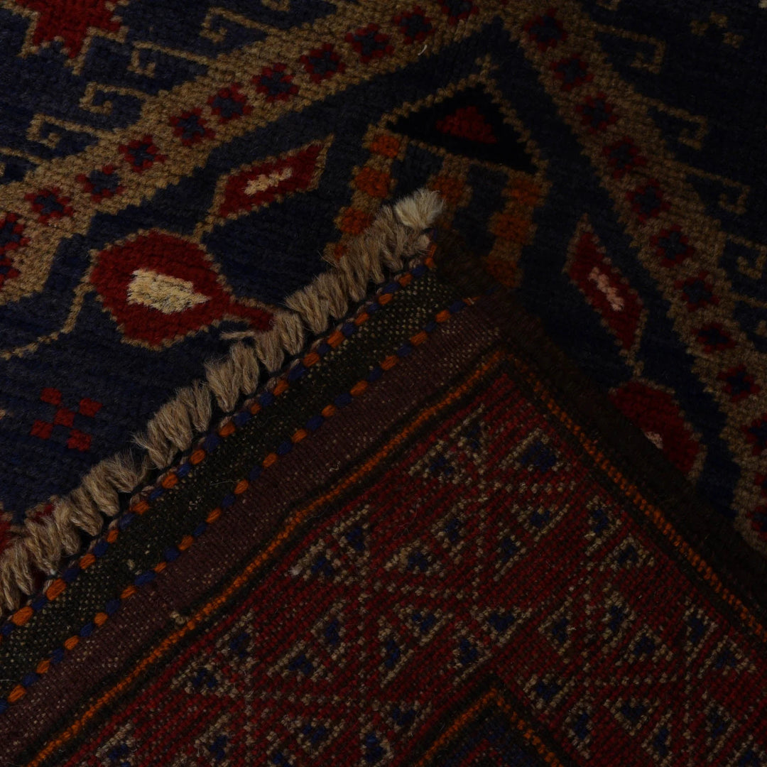 Blue Afghan Prayer Rug 2' 10" x 4' 8" Hand-Knotted | No. AL12794
