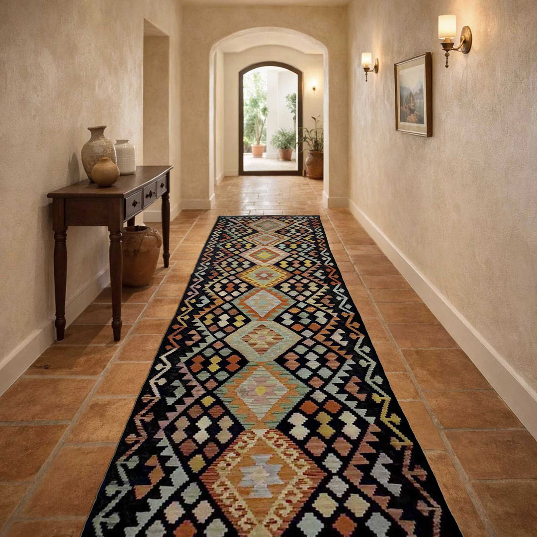 Afghan Vegetable Kilim Rug 2' 11" x 15' 10" Flat-Weave | No. AL128324