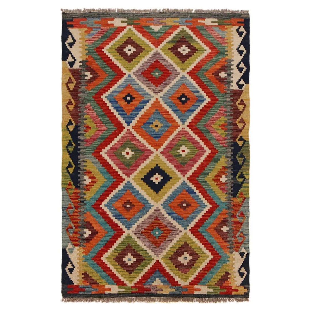 Afghan Kilim Rug 3' 3" x 5' 0" Flat-Weave | No. AL12835