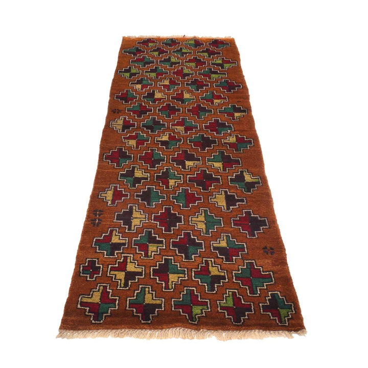 Brown Afghan Baluchi Rug 2' 3" x 6' 9" Hand-Knotted | No. AL12844