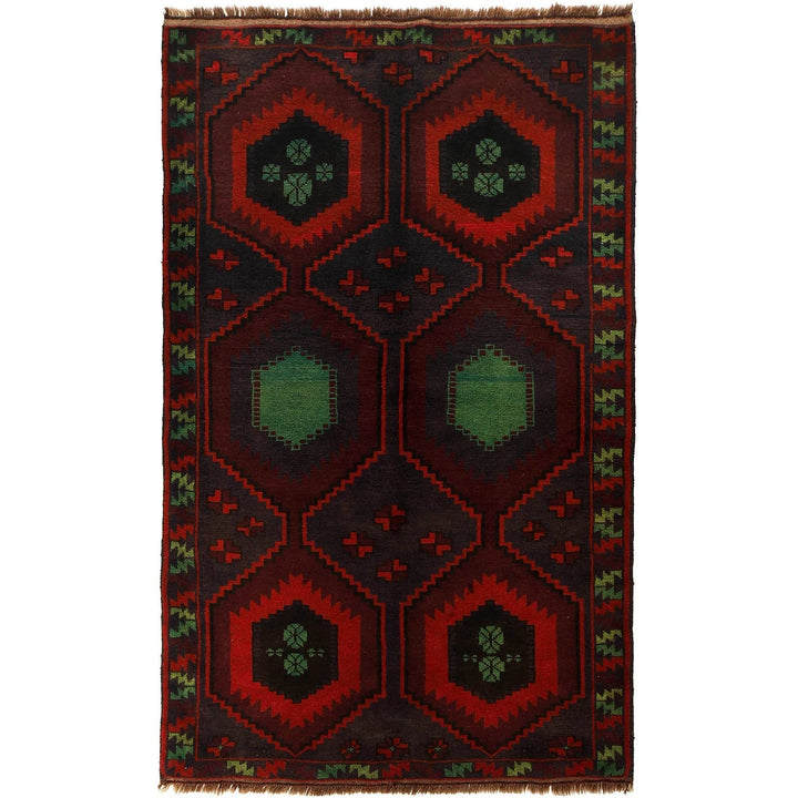 Afghan Baluchi Rug 4' 2" x 6' 8" Hand-Knotted | No. AL12871