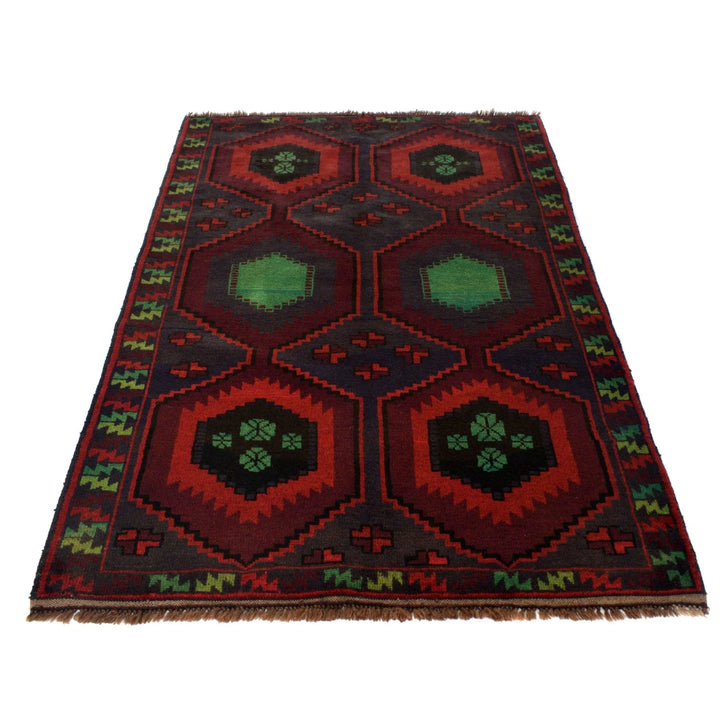 Afghan Baluchi Rug 4' 2" x 6' 8" Hand-Knotted | No. AL12871