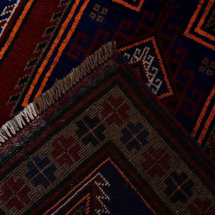 Navy Afghan Baluchi Rug 2' 12" x 4' 9" Hand-Knotted | No. AL12903