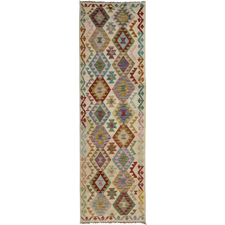 Afghan Kilim Rug 2' 10" x 10' 6" Flat-Weave | No. AL12912