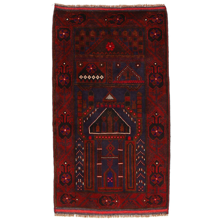 Beige Afghan Prayer Rug 2' 9" x 4' 7" Hand-Knotted | No. AL12936