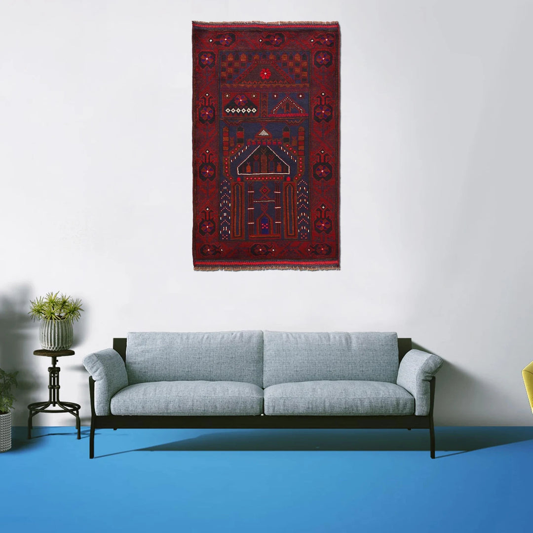 Beige Afghan Prayer Rug 2' 9" x 4' 7" Hand-Knotted | No. AL12936