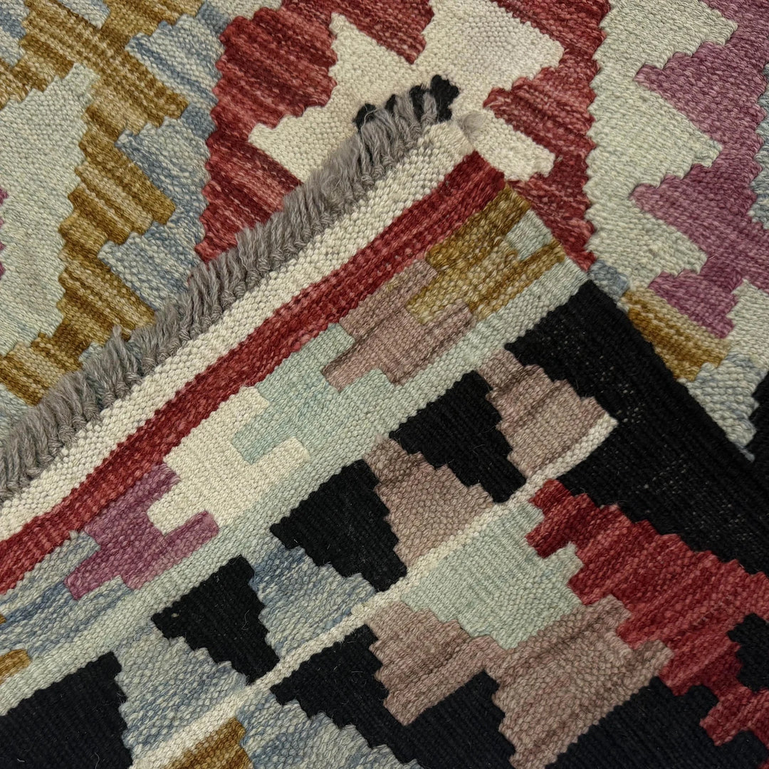 Afghan Vegetable Kilim Rug 2' 8" x 9' 5" Flat-Weave | No. AL129388