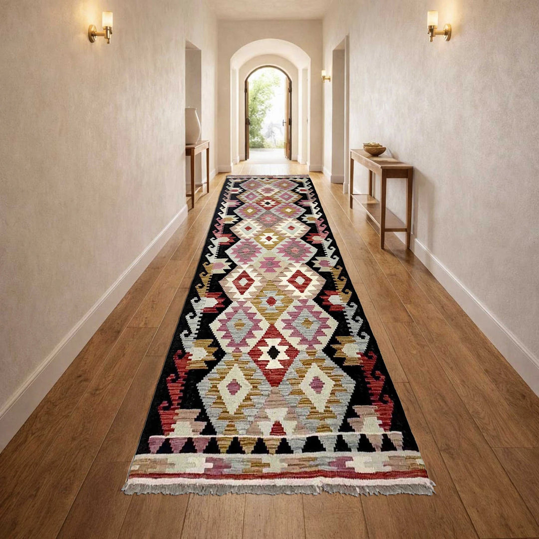 Afghan Vegetable Kilim Rug 2' 8" x 9' 5" Flat-Weave | No. AL129388
