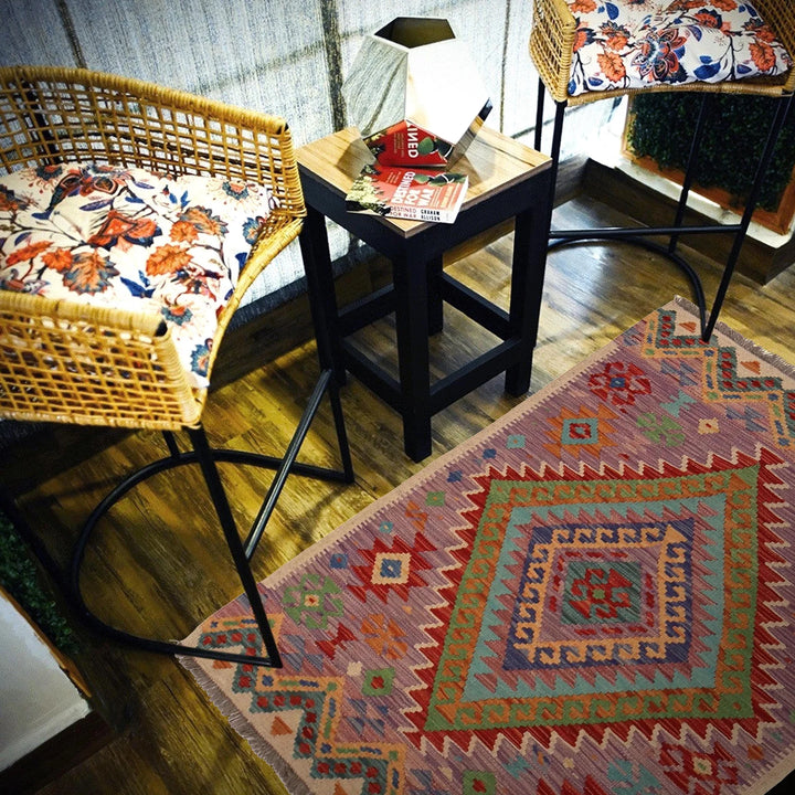 Afghan Kilim Rug 2' 11" x 3' 11" Flat-Weave | No. AL12938